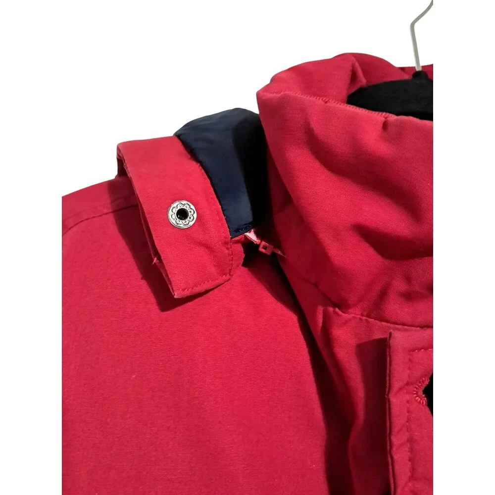 Tommy Hilfiger Mens Red Hooded Bomber Jacket Size S Quilted Insulated Water-Resi - Picture 14 of 16